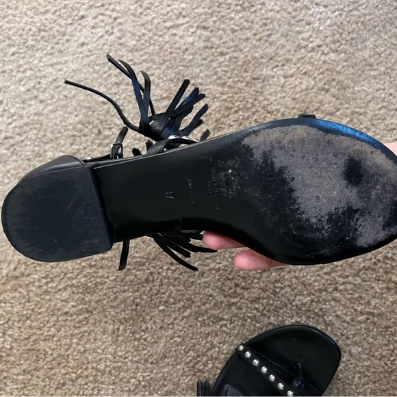 YSL saint Laurent studded leather fringe sandal size 37 - Picture 3 of 7